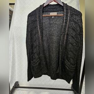Black Beaded Knjt Cardigan Sweater